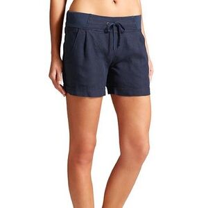 Athleta Navy Blue Linen Drawstring Shorts Size 4